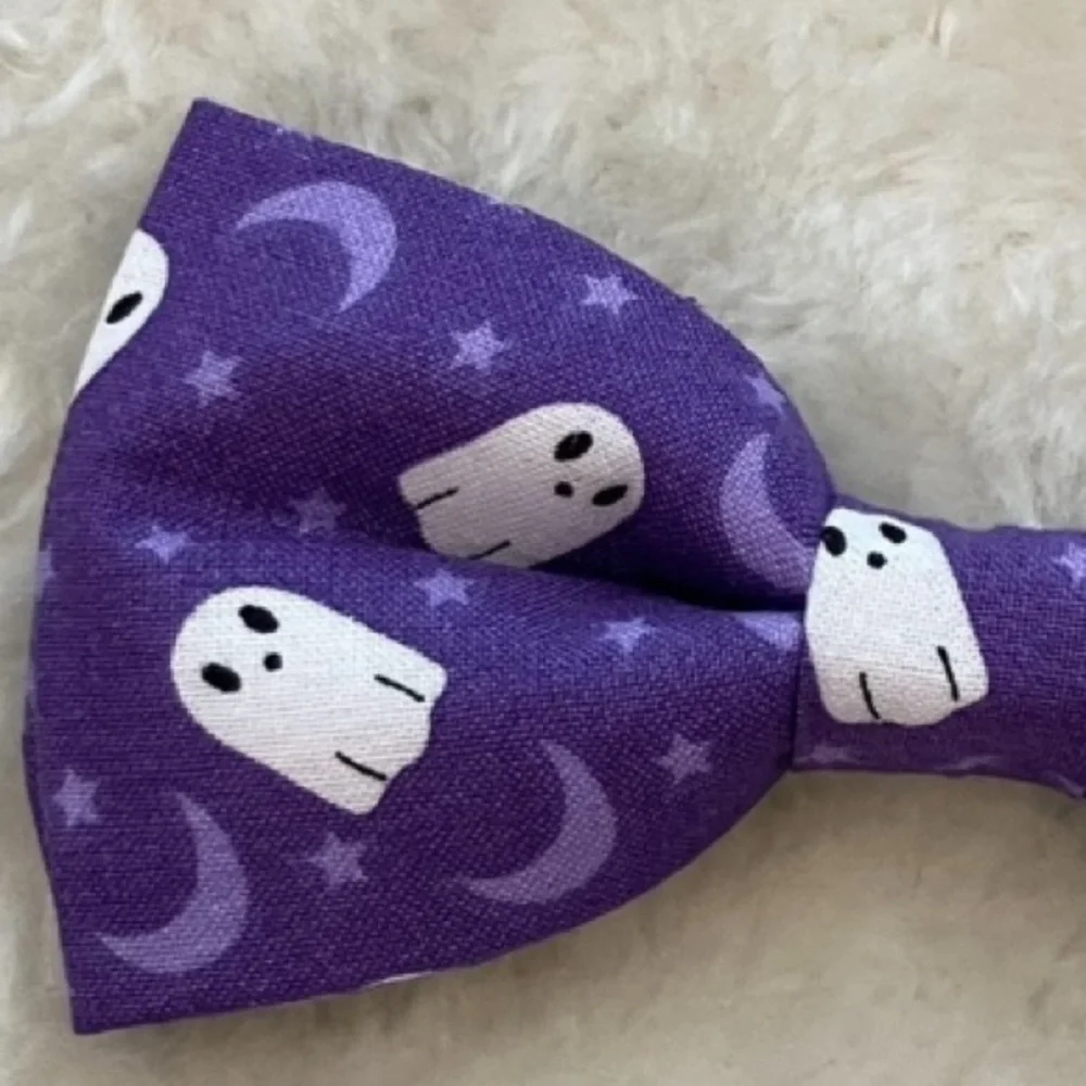 Pet Bowtie Ghosts on Purple Background Halloween